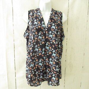 New Atmosphere Top 10 M L Blue Butterfly Sleeveless V Neck